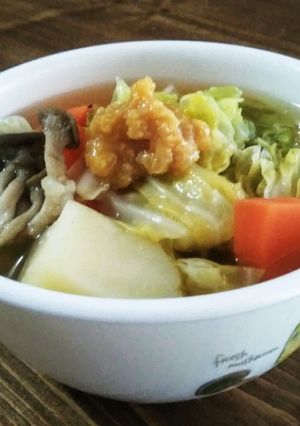 野菜たっぷり！ あとのせ味噌スープ-レシピのメイン写真