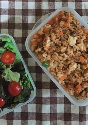 朝寝したら5分勝負！チキンライス弁当-レシピのメイン写真