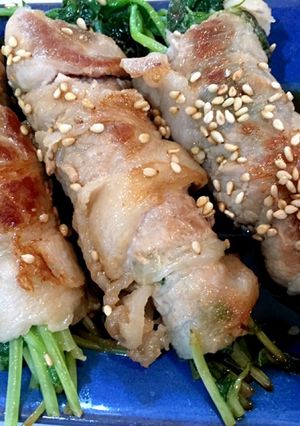 豆苗の豚バラ巻き-レシピのメイン写真