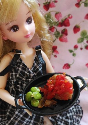 リカちゃんサイズ♡ステーキトマトソースꕤ-レシピのメイン写真