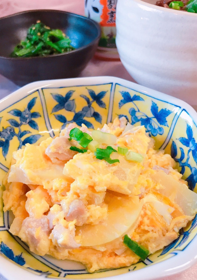 白だしで簡単！たけのこと鶏肉の玉子とじ-レシピのメイン写真