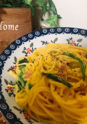 スープの素で！かぼちゃクリームパスタ-レシピのメイン写真
