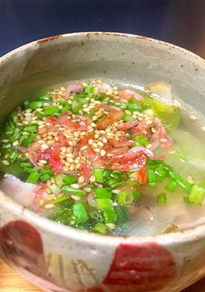 青梗菜とベーコンの桜海老入り中華スープ❀-レシピのメイン写真