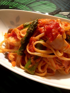 筍とアスパラ ベーコンのトマトパスタ-レシピのメイン写真