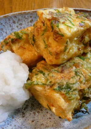 鰹節と大葉入り☆変わり衣の豆腐の天ぷら-レシピのメイン写真