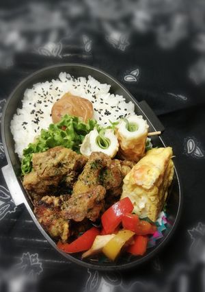 高校男子弁当♡鶏肉唐揚げ青のりかけ-レシピのメイン写真