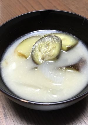 風味いっぱい茄子のお味噌汁-レシピのメイン写真