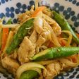 アスパラと豚肉のカレー炒め