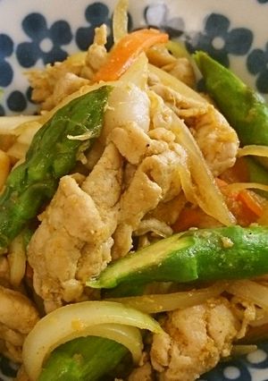 アスパラと豚肉のカレー炒め-レシピのメイン写真
