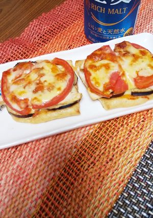 茄子とトマトの油揚げピザ-レシピのメイン写真