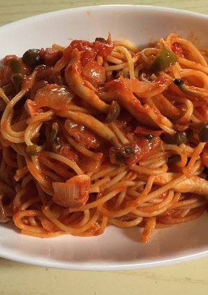 フライパン1つで作るトマトソースパスタ-レシピのメイン写真