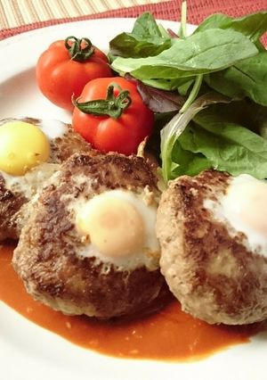 うずら卵のせミニバーグ-レシピのメイン写真