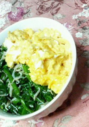 ✿しらすれん草と❀炒り卵の✿健康ハーフ丼-レシピのメイン写真
