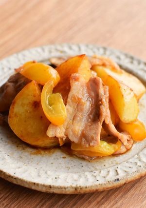 豚ばら肉とじゃがいものピリ辛炒め-レシピのメイン写真