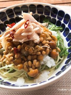 栄養満点!なめこ納豆おろしパスタ-レシピのメイン写真