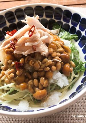 栄養満点！なめこ納豆おろしパスタ-レシピのメイン写真