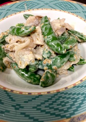 スナップえんどうとバラ肉のマヨ和え-レシピのメイン写真