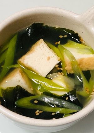 厚揚げねぎわかめのごま油香る生姜スープ-レシピのメイン写真