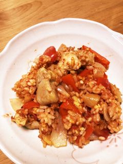 鶏とトマト缶で簡単!炊飯器カレーピラフ-レシピのメイン写真