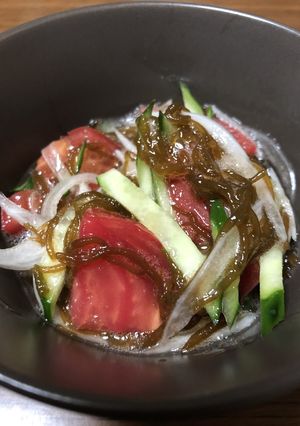 さっぱりヘルシー！野菜の青じそもずく和え-レシピのメイン写真