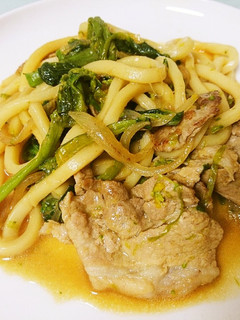 春にピッタリ♫菜の花の味噌焼きうどん-レシピのメイン写真
