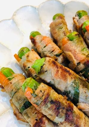 カサ増し増し!オクラと人参のシソ肉巻き-レシピのメイン写真