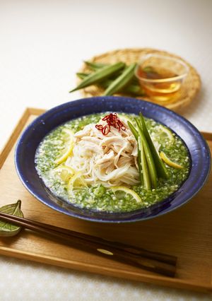 鶏と刻みオクラの香りそうめん-レシピのメイン写真