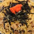 高菜と豚バラ肉、明太子のパスタ☆