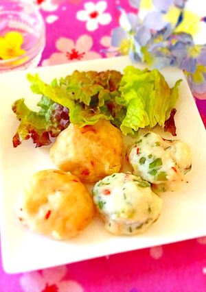 はんぺんとお豆腐、カニカマのもちもち団子-レシピのメイン写真