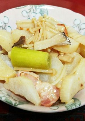 簡単!山芋ときのこ葱とベーコンの炒めもの-レシピのメイン写真