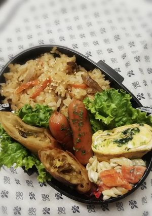 高校男子弁当♡春巻き&五目ご飯-レシピのメイン写真