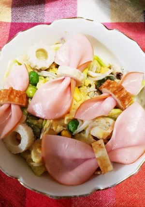 簡単！ハムとチクワでリボン♡お弁当にも-レシピのメイン写真