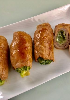 レタスチーズ豚肉巻きのごま油めんつゆ焼き-レシピのメイン写真