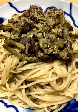 わらびとアンチョビのパスタ-レシピのメイン写真