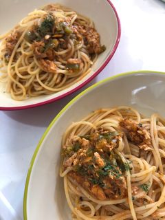 鯖缶でトマトソースパスタ-レシピのメイン写真