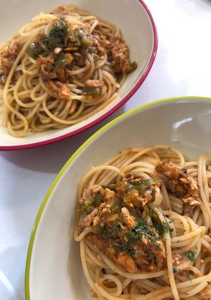 鯖缶でトマトソースパスタ-レシピのメイン写真