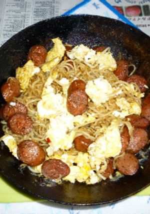 ウィンナー＋炒り卵の塩焼きそば-レシピのメイン写真