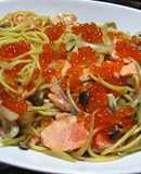 いくらとサーモンの和風で親子パスタ