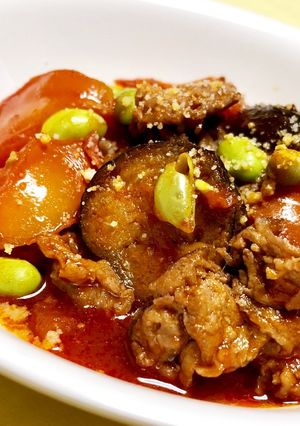 豚小間肉と茄子のピリ辛トマト煮込み-レシピのメイン写真