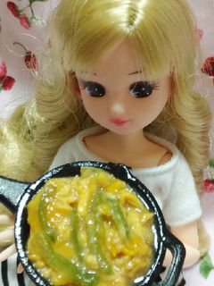 リカちゃんサイズ♡スナップエンドウ卵とじ-レシピのメイン写真