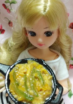 リカちゃんサイズ♡スナップエンドウ卵とじ-レシピのメイン写真