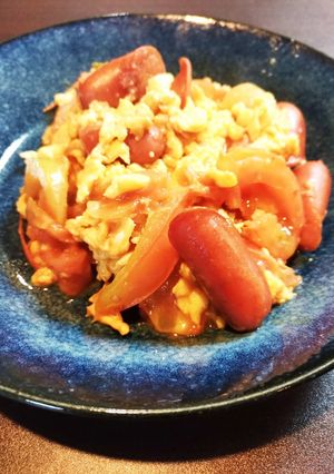 トマトと卵の炒めものウィンナー付き-レシピのメイン写真