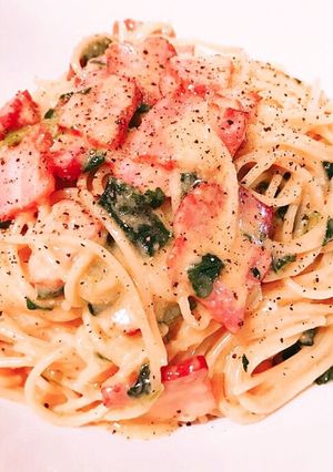 【話題入カルボナーラ】にほうれん草を+！-レシピのメイン写真