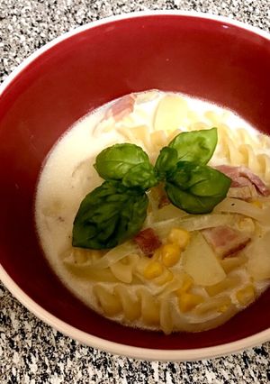 うま簡単豆乳でスープスパゲティ-レシピのメイン写真