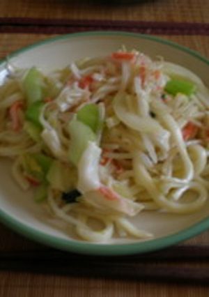 カニかまとレタスの塩焼きうどん-レシピのメイン写真