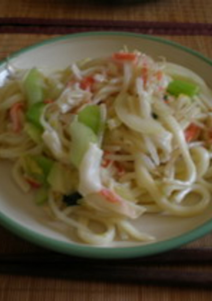 カニかまとレタスの塩焼きうどん-レシピのメイン写真