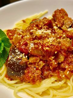ナスとひき肉のトマトソースパスタ-レシピのメイン写真