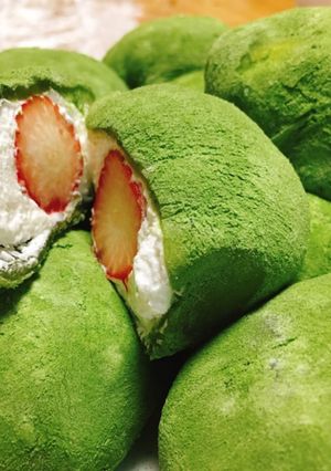 抹茶♪クリームいちご大福♪-レシピのメイン写真