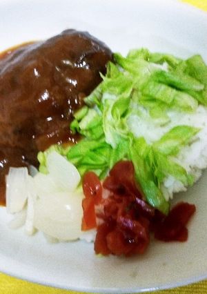 ハッシュドハンバーグライスサラダ香物添え-レシピのメイン写真
