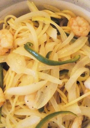 新玉ねぎと小エビのパスタ-レシピのメイン写真